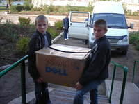 Later boys helped carry in boxes...