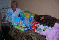 Sveta was thrilled with the donations of heaters, clothing, diapers, sopa and much more.