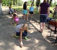 At the Shaktursk Internot, kids loved the sidewalk chalk.