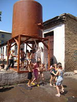 In Dzerzhinsk, they opened up the water tank on a hot summer day.