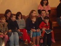 Kids await their turn with Santa.