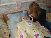 She loved playing with Teresa's long hair.