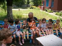 Theresa surrounded by her friends.