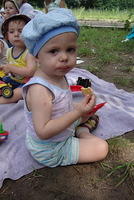 Enjoying his cookie.