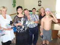 The director with some of the clients at the facility.