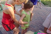 This teens helps us 'dress' the girls.