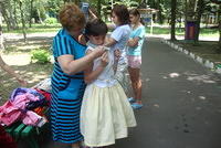 This precious girl is being aodpted by some Italians.
