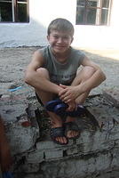 This is one happy boy with his new sandals.