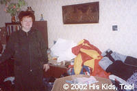 The local Internot Director poses with some of the donations, there were so many boxes, we couldn't get them in the photo. She w