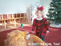 Alla and the huge lion. She came home to a huge white bear, which she loves!