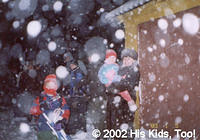 At the train station, it had snowed all day. (Alla is being held by our friend, Larissa)