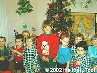 Artur with the first group of gift recipients.