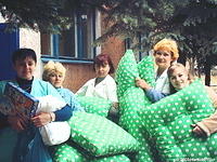 Hospital personnel were so grateful for the donations they came to help carry mattresses, toys, medicine, clothing, and more up