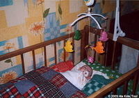This little ones has a new blanket, new mattress, new crib mobile, toys and sheets!
