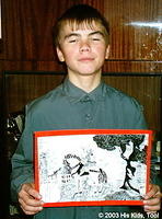 This young man was quite proud of his black ink drawing!