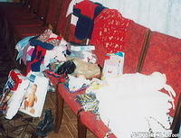 Pictured here is some of the donations that were left for the orphanage.  Each child received, clothing, socks, new crib sheets,
