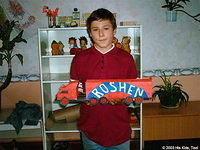 This 3 dimensional cardboard semi-truck took hours of work.  A great advertisement for Roshen candy!