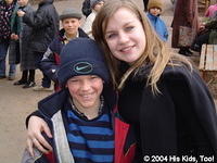 Victor enjoys a hug from Christina.