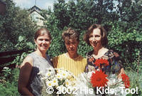 Faye and Teresa with their friend Sveta, a local gardener/florist