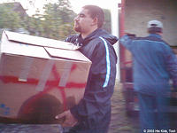 Arriving at 5 a.m., Steven M. is up and ready to help unload the truck.