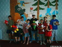 These young men were thrilled with their new sport clothing and sport equipment.