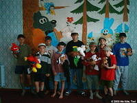 Boys with some of the aid they recieved!