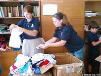 Sorting the clothing was a huge task!