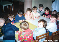 The little ones appreciate the crayons.