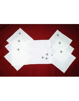 Fine Embroidered Linen Table Scarf Set #138