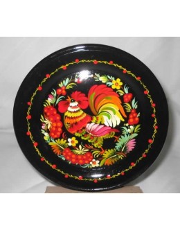 Wooden Plate with Rooster